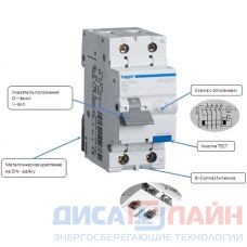 AD860J Дифференциальный автоматический выключатель 1P+N 4.5kA C-10A 30mA AC